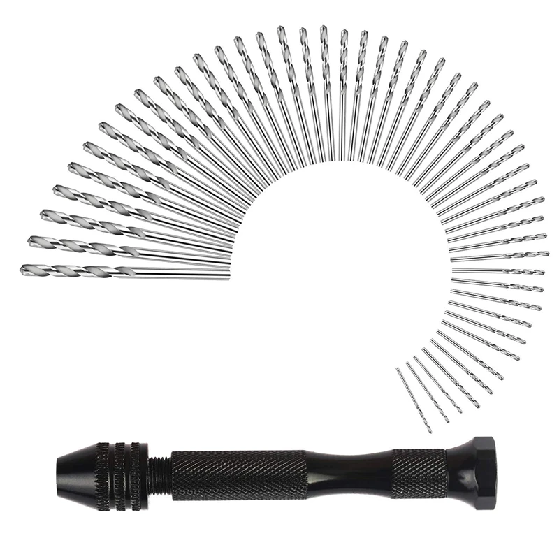 HHO-Hand Drill Set Precision Pin Vise With 49 Pcs Mini Twist Drill Bits For Model,Diy,Jewelry Making,Multipurpose Rotary Tool Dr
