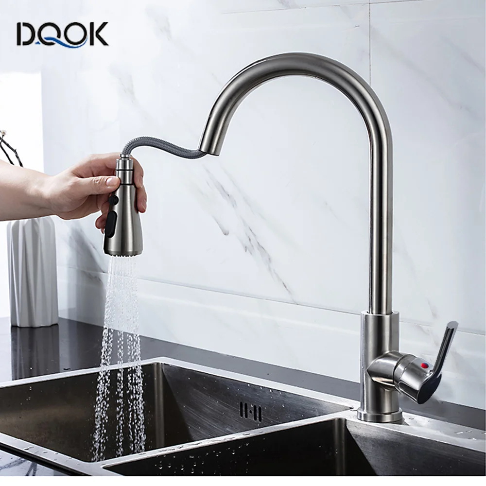 Kitchen Faucet Blacked Single Handle Pull Down White Kitchen Tap Single Hole 360 Degree Brushed Nickle Faucets Water Mixer Tap