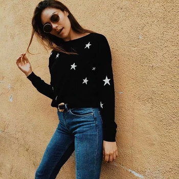 Knitted Pullovers Women Sweaters Long Sleeve O Neck Star Loose Pullover Pull Femme Jumper Women Knit Tops Outerwear
Knitted Pullovers Women Sweaters Long Sleeve O Neck Star Loose Pullover Pull Femme Jumper Women Knit Tops Outerwear
