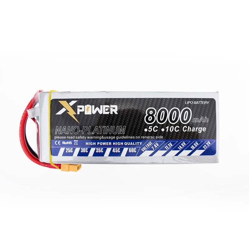 High power 14.8v 4s 8000mah 30C max 35C Xpower Lithium batteries XT60 T EC5 plug for RC Helicoptes Airplanes Drones parts VS VOK
High power 14.8v 4s 8000mah 30C max 35C Xpower Lithium batteries XT60 T EC5 plug for RC Helicoptes Airplanes Drones parts VS VOK