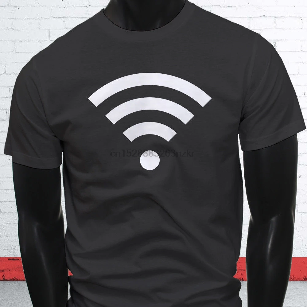 Мужская футболка с круглым вырезом Wi-Fi сигналом |