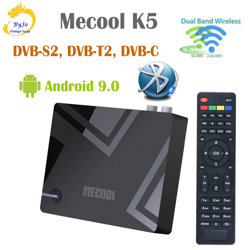 Mecool K5 Android 9.0 Smart TV Box Bluetooth Amlogic S905X3 DVB-S2 DVB-T2 DVB-C 2GB RAM 16GB ROM Set top Box 2.4G 5G WiFi 4K HD
Mecool K5 Android 9.0 Smart TV Box Bluetooth Amlogic S905X3 DVB-S2 DVB-T2 DVB-C 2GB RAM 16GB ROM Set top Box 2.4G 5G WiFi 4K HD