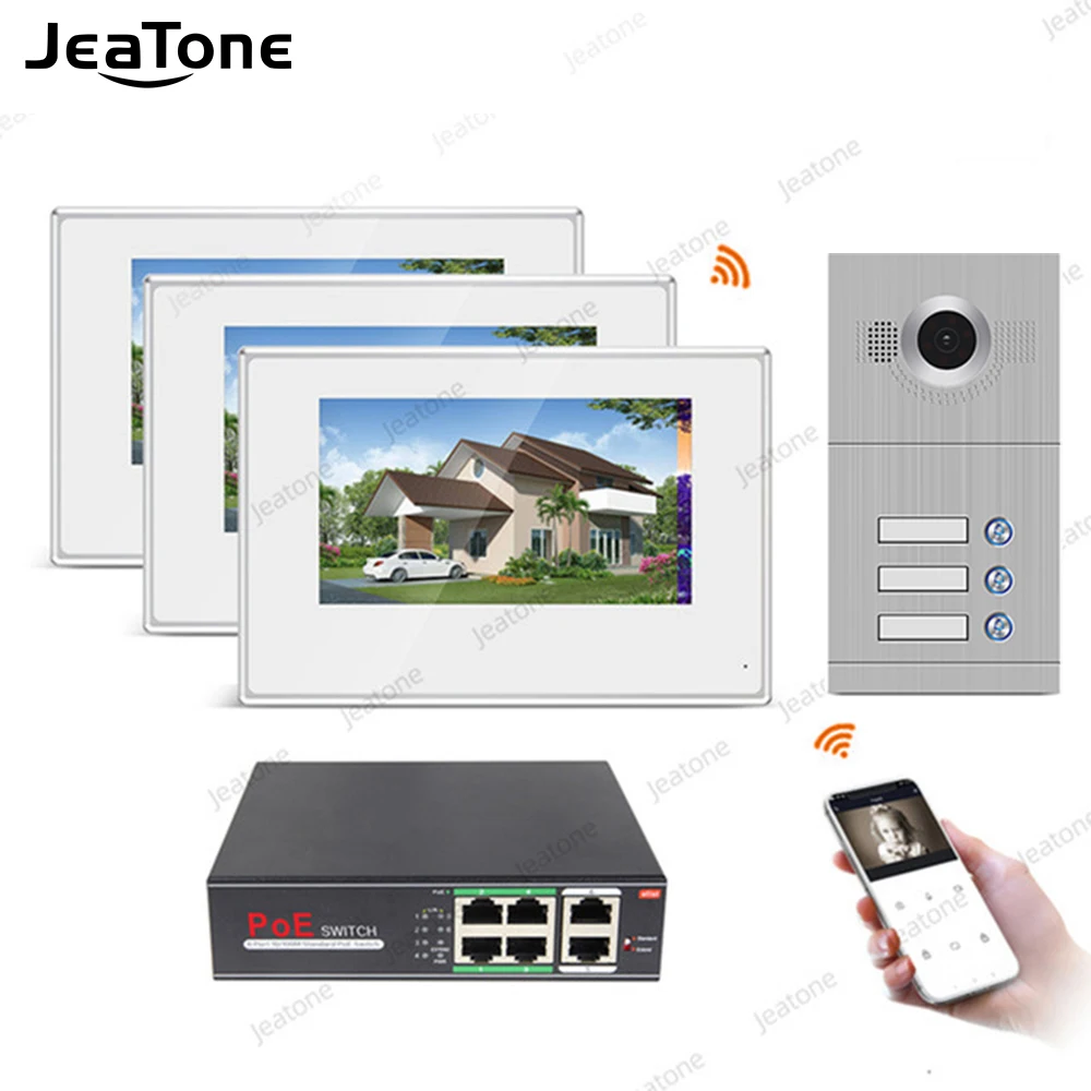 

WIFI IP Video Door Phone Intercom System Video Doorbell 7'' Touch Screen for 3 Floors Apartment/8 Zone Alarm Support Smart Phone