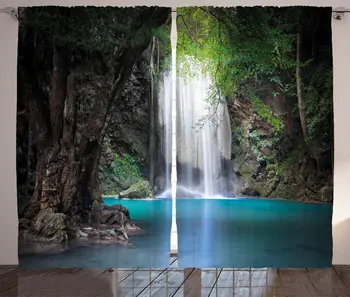 Nature Curtains Surreal Scene Deep Down in Rainforest with Waterfall Idyllic Image Living Room Bedroom Window Drapes Turquoise
Nature Curtains Surreal Scene Deep Down in Rainforest with Waterfall Idyllic Image Living Room Bedroom Window Drapes Turquoise