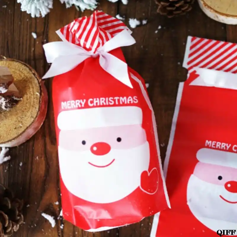 christmas santa elk party gift bags drawstring packing candy