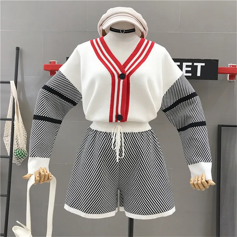 LUOSHA 2 Piece Set Women Autumn Winter Knitted Skirt Set Plaid Cardigans And Hot Shorts Suit Outfit Jacket And Short Sets
LUOSHA 2 Piece Set Women Autumn Winter Knitted Skirt Set Plaid Cardigans And Hot Shorts Suit Outfit Jacket And Short Sets