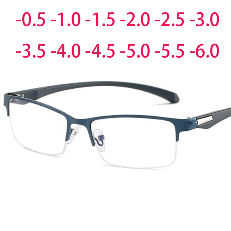 

Half Metal Myopia Glasses Frame Women Men Metal Student Finished Short-sighted Eyewear Prescription Diopters 0 -0.5 -1.0 To -6.0