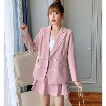 2019 New Runway Women Fashion Pleated Skirt Suits Double-breasted Jacket Blazer & High Waist Mini Skirt Female 2 Pieces Sets
2019 New Runway Women Fashion Pleated Skirt Suits Double-breasted Jacket Blazer & High Waist Mini Skirt Female 2 Pieces Sets