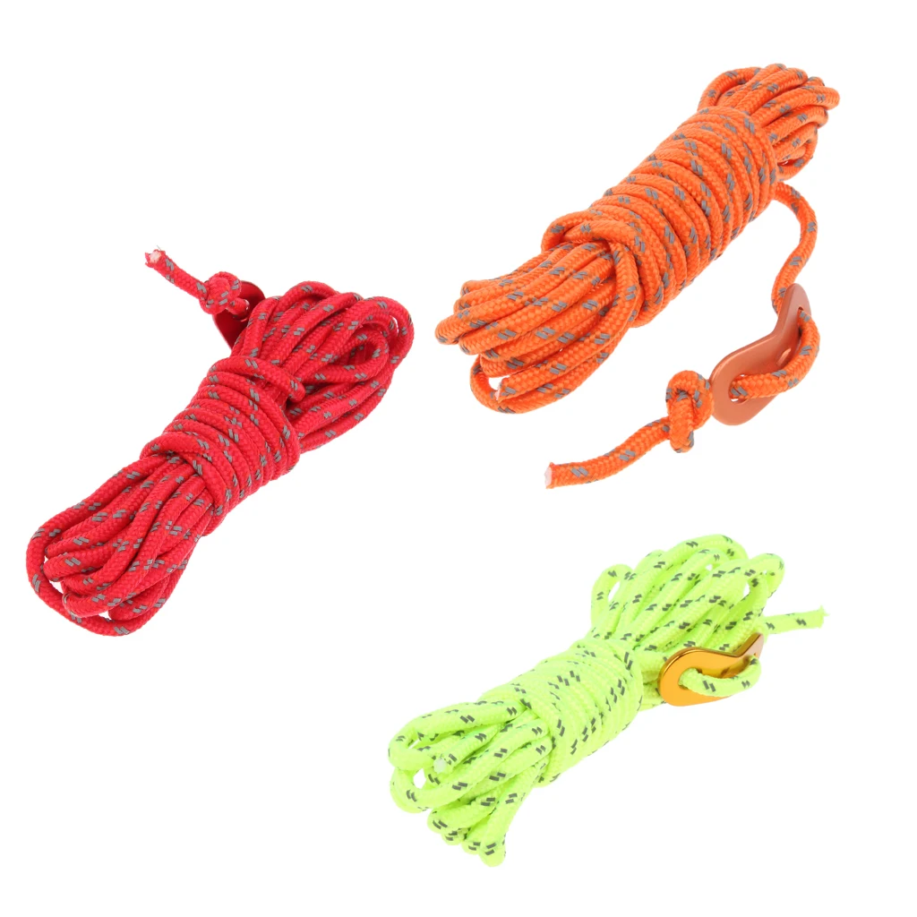 4mm Reflective Tent Guide Rope Guy Line Cord, Essential Camping Survival Gear Accessories 4mm Reflective Tent Guide Rope Guy Line Cord, Essential Camping Survival Gear Accessories
