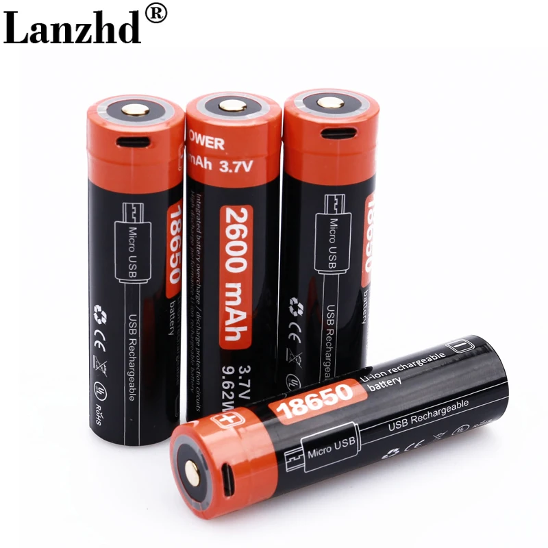 6PCS 18650 Battery Li-ion 3.7v USB Rechargeable batteries 18650 2600mAh Actual Capacity Micro USB DC-Charging Intelligent Cell
6PCS 18650 Battery Li-ion 3.7v USB Rechargeable batteries 18650 2600mAh Actual Capacity Micro USB DC-Charging Intelligent Cell