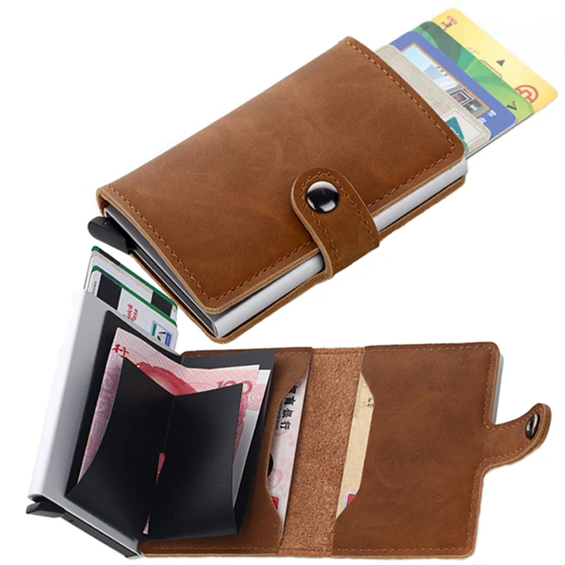 2020 Antitheft Card Holder Men Vintage Credit Card Holder Blocking Rfid Wallet PU Leather Unisex Security Aluminum Metal Purse
2020 Antitheft Card Holder Men Vintage Credit Card Holder Blocking Rfid Wallet PU Leather Unisex Security Aluminum Metal Purse