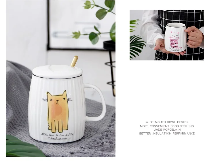 oussirro cute cat kitty creative ceramic mugs cup