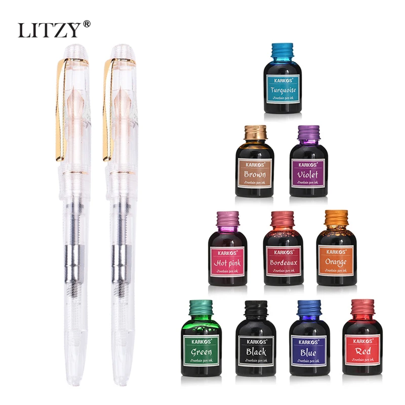 LITZY Transparent Fountain Pen Set 0.5mm Calligraphy Pen 30ml Colors Ink School Office Writing Tool Stationery Art Supplies
LITZY Transparent Fountain Pen Set 0.5mm Calligraphy Pen 30ml Colors Ink School Office Writing Tool Stationery Art Supplies