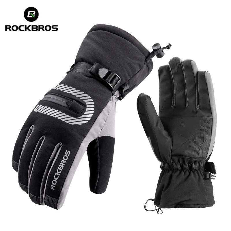 ROCKBROS Winter Touch Screen Double Layer Cycling Gloves Thermal Warm Windproof Waterproof Mtb Bike Bicycle For Skiing | Спорт и