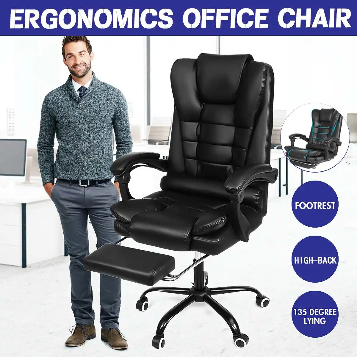 Reclining Office Chair WCG Computer Gaming Chair Leather Office Furniture Internet Cafe Gamer Chair Armchair Footrest Reclining Office Chair WCG Computer Gaming Chair Leather Office Furniture Internet Cafe Gamer Chair Armchair Footrest