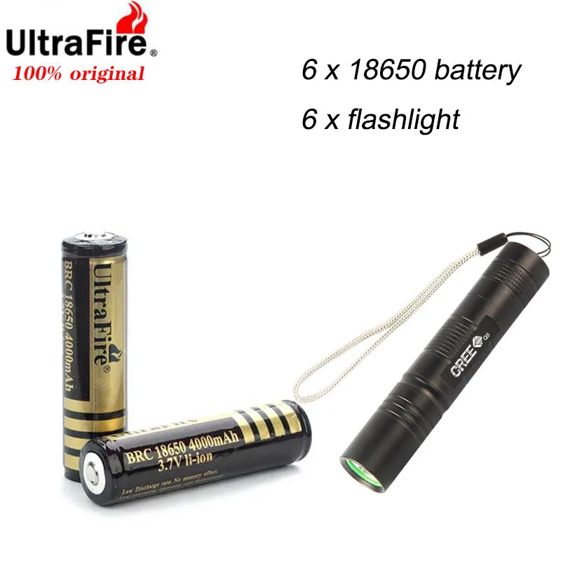 

UltraFire 18650 High Quality 18650 4000mAh 3.7V PCB Protected Rechargeable Li Ion Batteries 2/4/6pcs/Lot