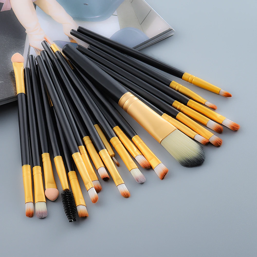 

FLD 20Pcs Wooden Makeup Brushes Set Eye Face Eyeshadow Eyebrow Eyeliner Foundation Brush Beauty Cosmetic Tools