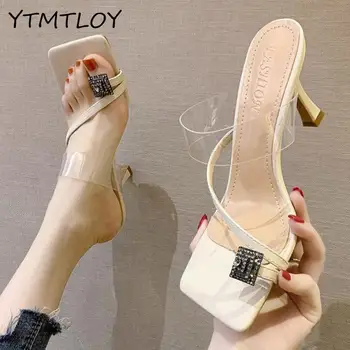 New PVC transparent slippers women high heels summer slippers flip flops for women sexy square toe clear shoes Ring decoration
New PVC transparent slippers women high heels summer slippers flip flops for women sexy square toe clear shoes Ring decoration
