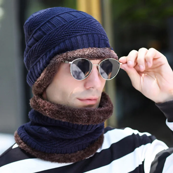 Wholesale Fashion Men Knitted Hat Scarf Winter Warming Beanie Hats Cap for Outdoor Decor X85 Wholesale Fashion Men Knitted Hat Scarf Winter Warming Beanie Hats Cap for Outdoor Decor X85