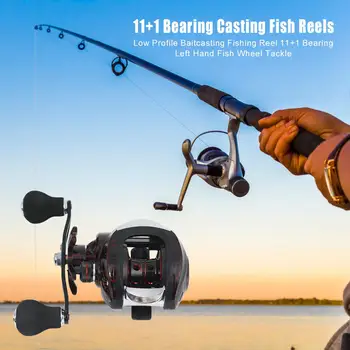 Metal Low Profile Baitcasting Fishing Reel Left Hand 11+1 BB 7.1:1 Fish Reels Line Capacity 0.285mm-3.0#-180m Red
Metal Low Profile Baitcasting Fishing Reel Left Hand 11+1 BB 7.1:1 Fish Reels Line Capacity 0.285mm-3.0#-180m Red