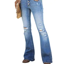 Women Ripped Bell Bottom Jeans Botton Fly Flared Jeans Fashion High Waist Denim Pants High Streetwear Female Full Wide Trousers
Women Ripped Bell Bottom Jeans Botton Fly Flared Jeans Fashion High Waist Denim Pants High Streetwear Female Full Wide Trousers