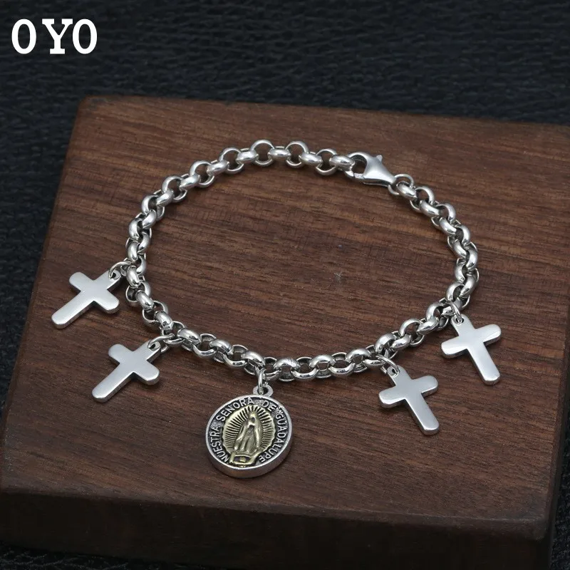 Фото otationS925 sterling silver jewelry Thai creative cross Virgin Mary listing ring bracelet female free shipping | Украшения и