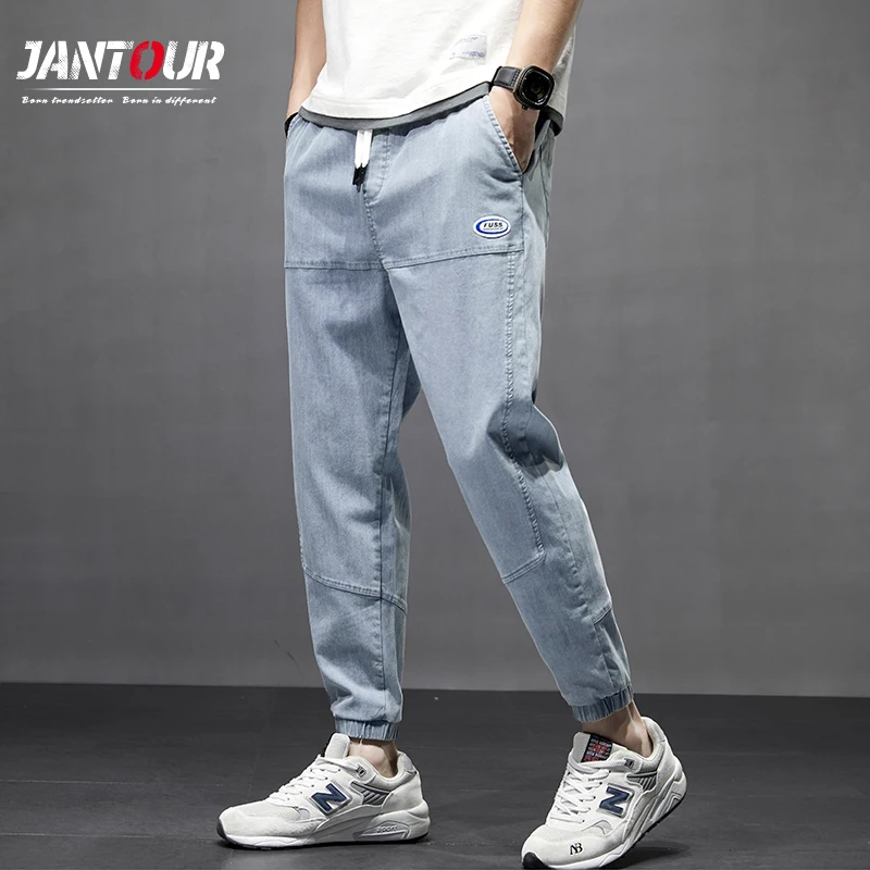 Джинсы-карго Jantour мужские из имитации джинсовой ткани Брендовые брюки-султанки