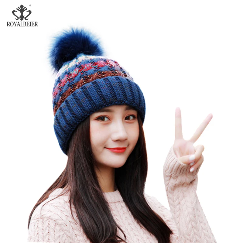 Winter For Women Ski Women's Cap Rainbow Colorful Wool Knitted Hat Manual Weaving Beanies With Pompoms Female Warm Hat
Winter For Women Ski Women's Cap Rainbow Colorful Wool Knitted Hat Manual Weaving Beanies With Pompoms Female Warm Hat