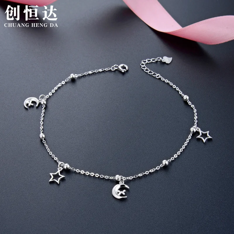 Korean-style Moon And Stars S925 Fine Silver Anklet Simple Versatile Sweet Hipster jiao shi pin Hot Selling Explosive Materials
Korean-style Moon And Stars S925 Fine Silver Anklet Simple Versatile Sweet Hipster jiao shi pin Hot Selling Explosive Materials