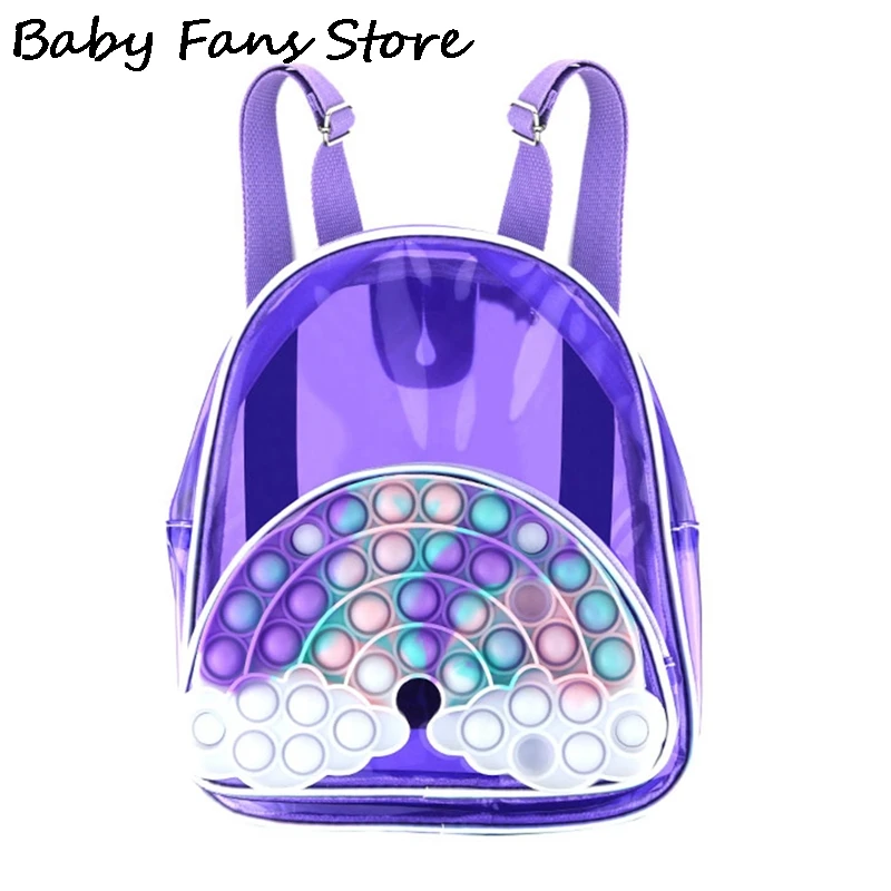 Purple Rainbow Bubble Backpack School Mochila Children Kids Transparent PVC Bookbag Student Schoolbags Anime Fidget Backpacks
Purple Rainbow Bubble Backpack School Mochila Children Kids Transparent PVC Bookbag Student Schoolbags Anime Fidget Backpacks