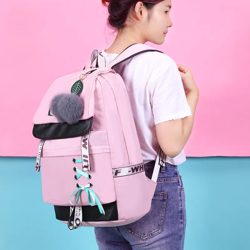 Женский водонепроницаемый нейлоновый рюкзак Fengdong черный или розовый