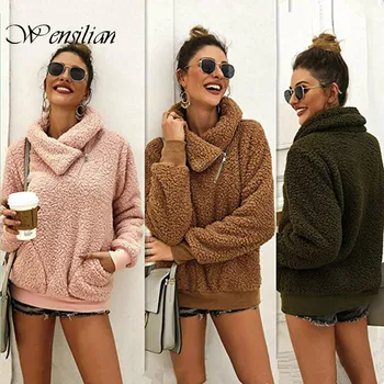 Zipper Turtleneck Sweatshirt Women Pullovers Faux Fur Sweatshirts Warm Casual Outwaer with Pocket Solid Moletom Feminino Inverno
Zipper Turtleneck Sweatshirt Women Pullovers Faux Fur Sweatshirts Warm Casual Outwaer with Pocket Solid Moletom Feminino Inverno
