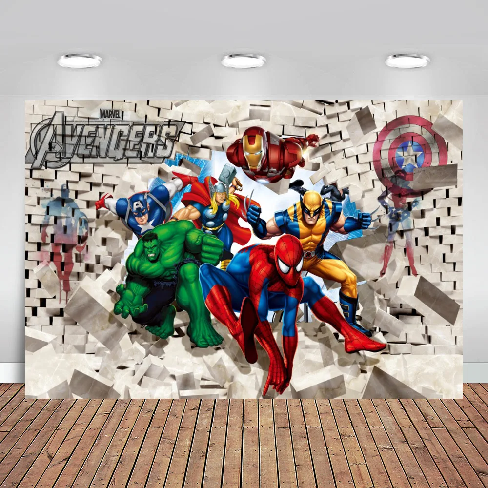 Avengers Assemble Bricks Wall Spiderman Hulk Captain America Custom Photo Background Studio Backdrop Vinyl Photo Backdrop
Avengers Assemble Bricks Wall Spiderman Hulk Captain America Custom Photo Background Studio Backdrop Vinyl Photo Backdrop