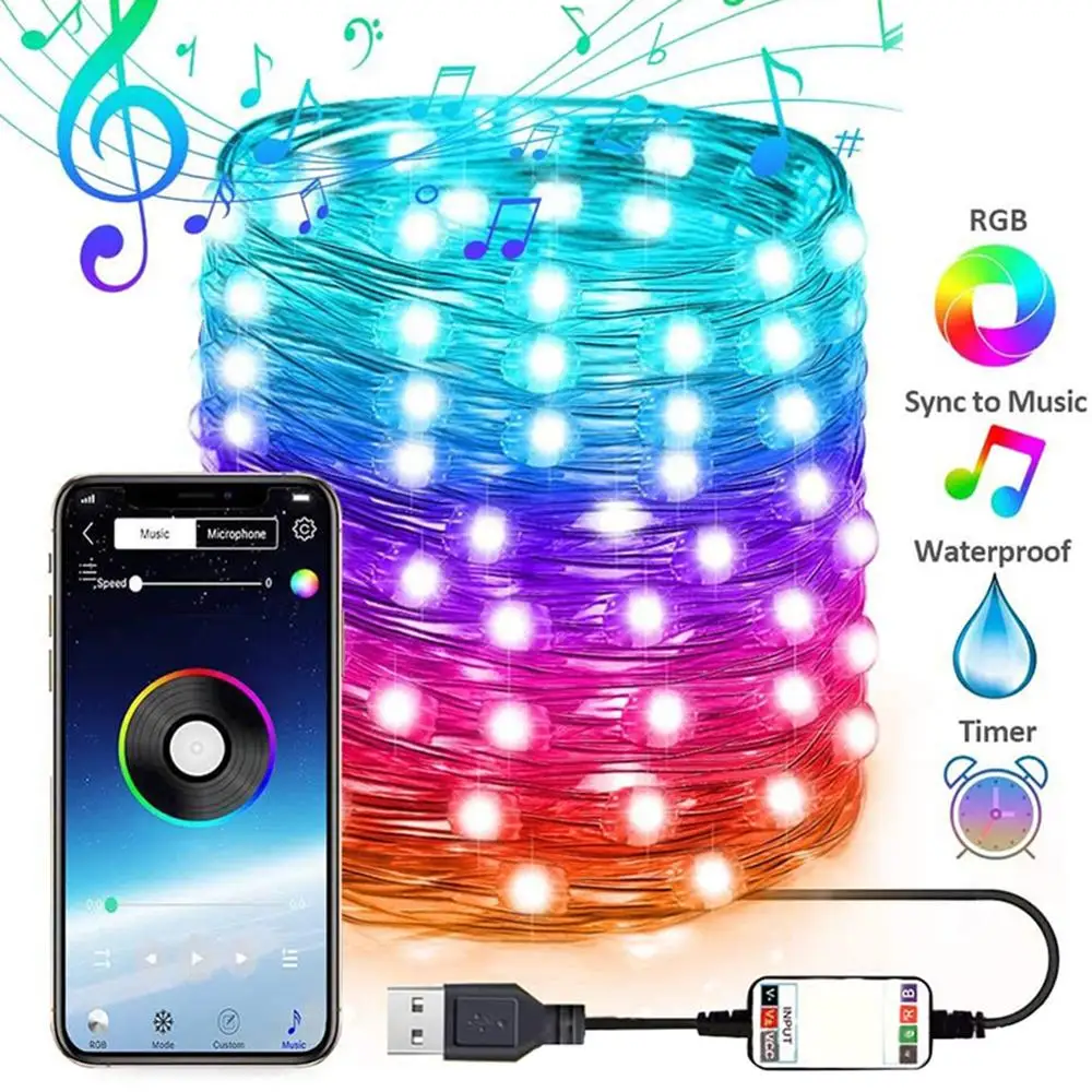 Copper Wire Light String Christmas Tree Decoration LED Smart Bluetooth Personalized String Customized App Remote Control Lights
Copper Wire Light String Christmas Tree Decoration LED Smart Bluetooth Personalized String Customized App Remote Control Lights