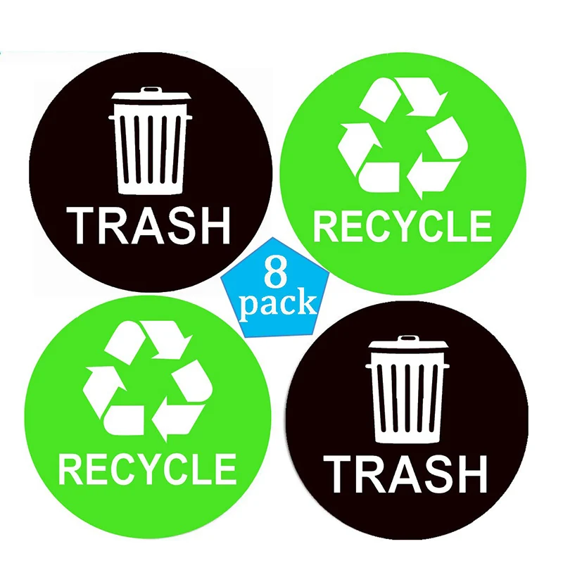 8 Pack Recycle Sticker Sign Trash Decal Bin Label - 4" x 4" -Waterproof Organize & Coordinate Garbage Waste from Recycling
8 Pack Recycle Sticker Sign Trash Decal Bin Label - 4" x 4" -Waterproof Organize & Coordinate Garbage Waste from Recycling