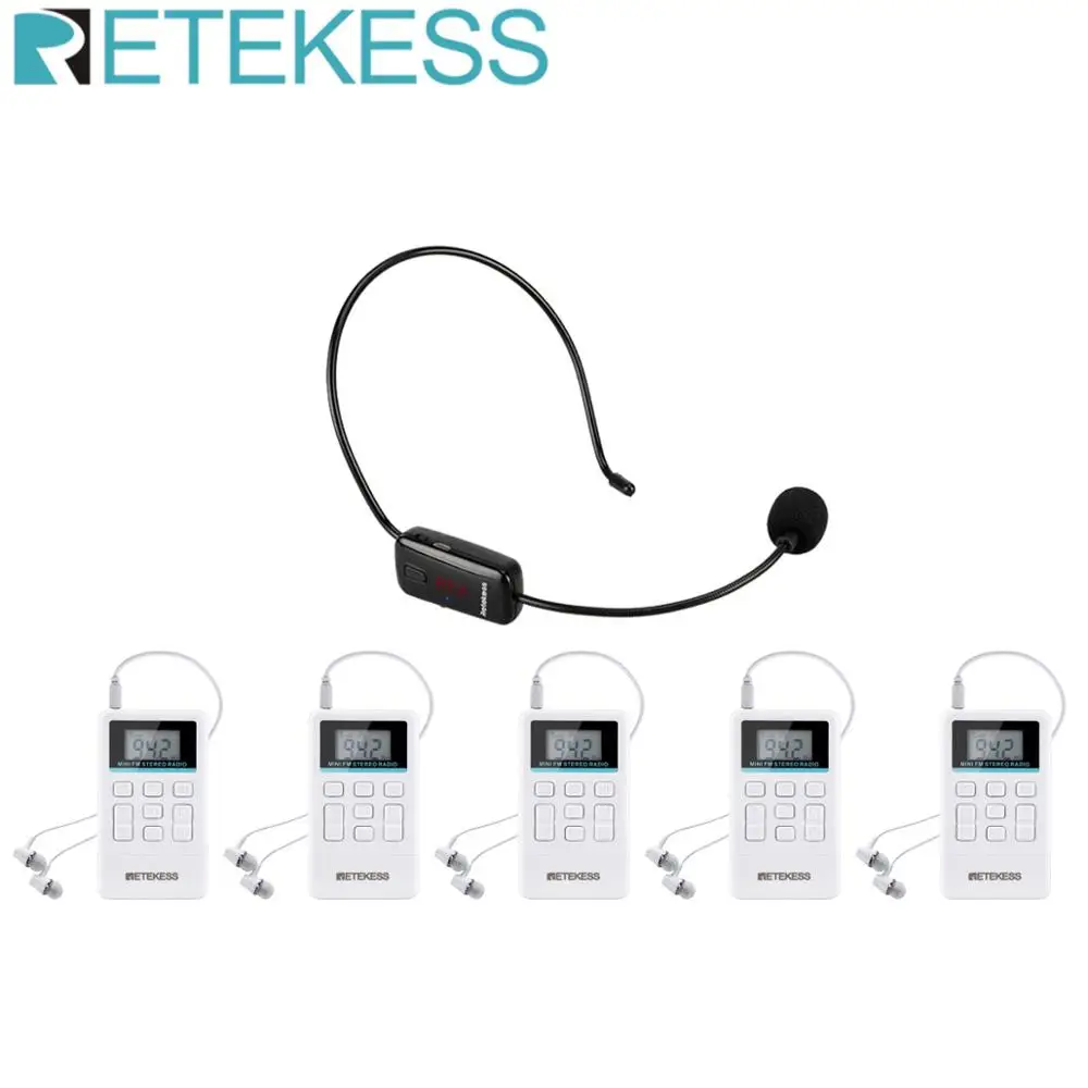 Wireless Voice Transmission System 1 FM Transmitter TR503+ 5 FM Radio Receiver TR612 for Tour Guiding Church Meeting Training
Wireless Voice Transmission System 1 FM Transmitter TR503+ 5 FM Radio Receiver TR612 for Tour Guiding Church Meeting Training