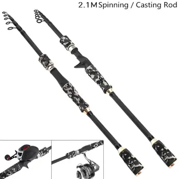 2.1m Gray Camouflage Color Carbon Fiber Lure Fishing Rod Spinning Casting Rod 6 Section Telescopic Ultra Light Pole Lure Tackle
2.1m Gray Camouflage Color Carbon Fiber Lure Fishing Rod Spinning Casting Rod 6 Section Telescopic Ultra Light Pole Lure Tackle
