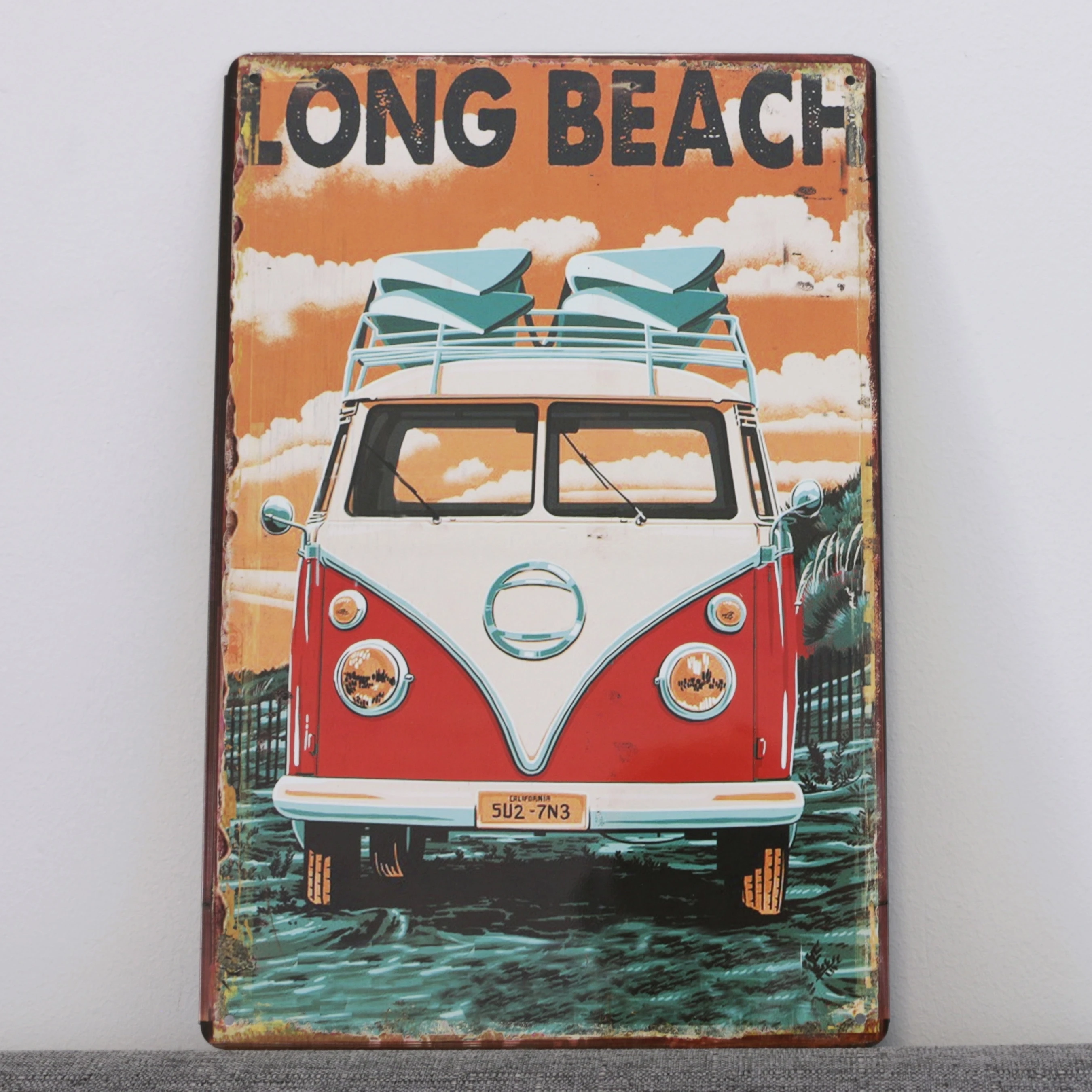 Длинный пляж VW тип 1 автомобиль металлический жестяной знак Настенный декор Паб