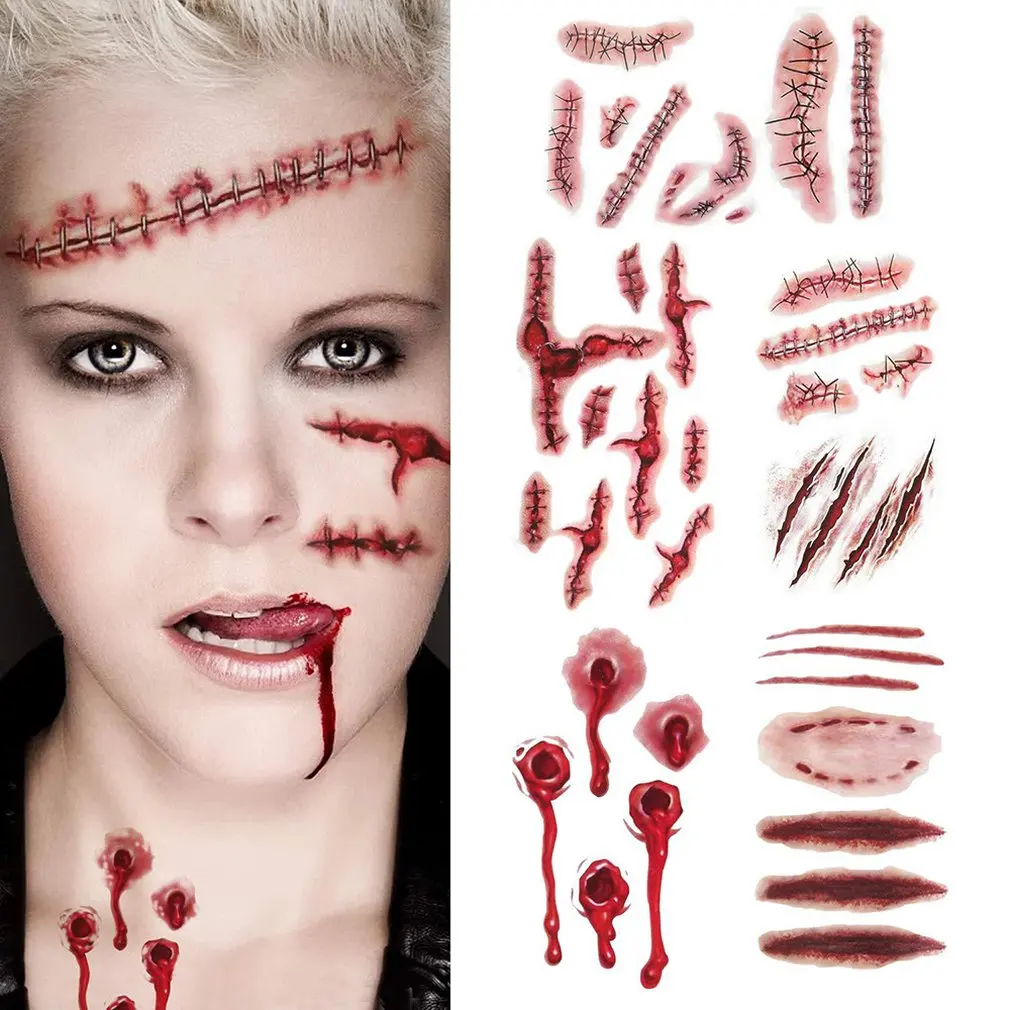 Creative Halloween Horror Wound Realistic Bloodstained Scar Pattern Waterproof Tattoo Stickers festival decorations Fake Tatoo
Creative Halloween Horror Wound Realistic Bloodstained Scar Pattern Waterproof Tattoo Stickers festival decorations Fake Tatoo