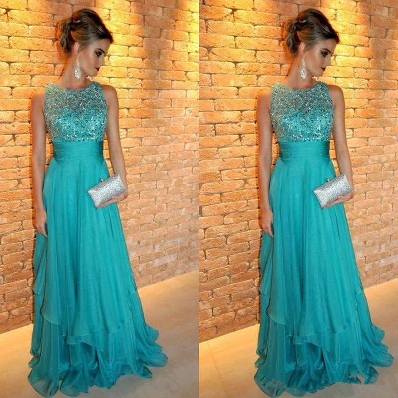 Hot Sale Charming Teal Blue Sleeveless Mother of the Bride Dresses Jewel Neck Beading Bodice Chiffon Wedding Guest Gowns
Hot Sale Charming Teal Blue Sleeveless Mother of the Bride Dresses Jewel Neck Beading Bodice Chiffon Wedding Guest Gowns