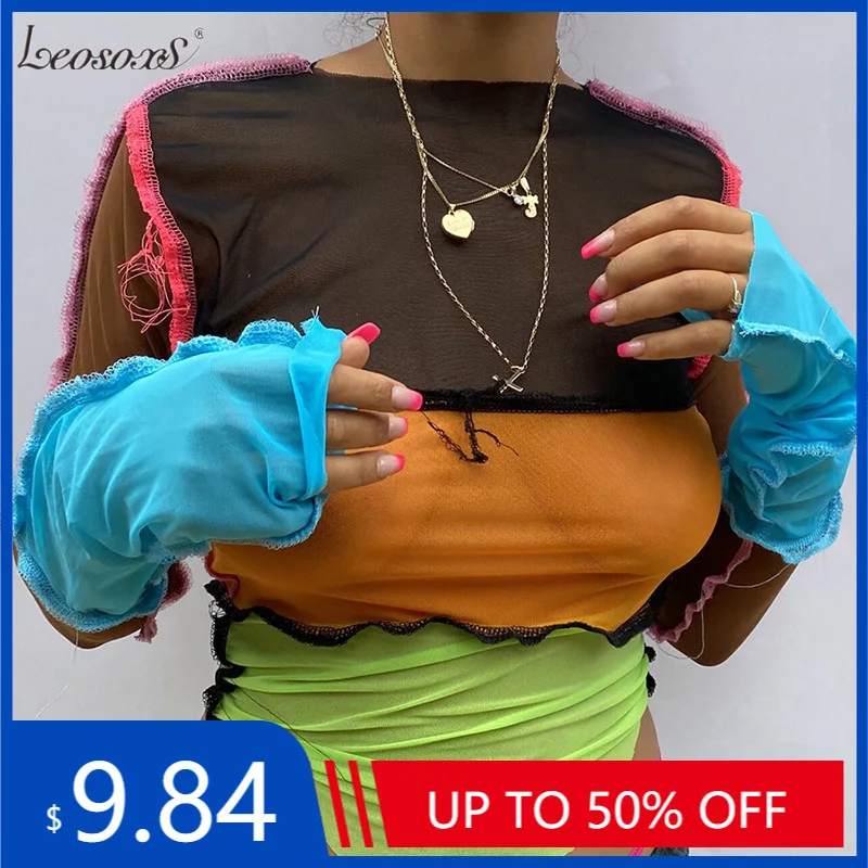 Autumn new patchwork design mesh long sleeve crop top for women Punk style see-through sexy T-shirt street casual wear
Autumn new patchwork design mesh long sleeve crop top for women Punk style see-through sexy T-shirt street casual wear