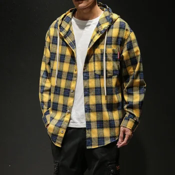 Korean Clothes Autumn Plaid Shirt Men Casual Loose Hooded Collar Long Sleeve Japanese Streetwear Plus Size M-5XL Mens Shirts
Korean Clothes Autumn Plaid Shirt Men Casual Loose Hooded Collar Long Sleeve Japanese Streetwear Plus Size M-5XL Mens Shirts