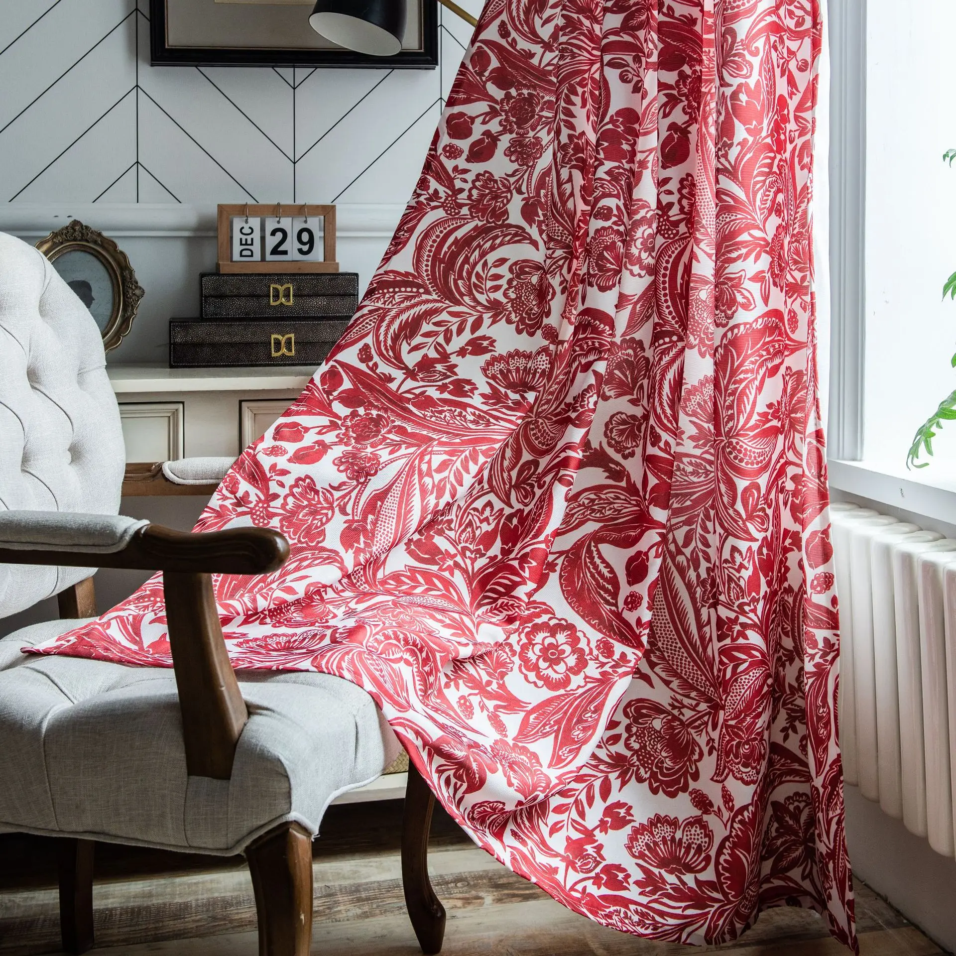 Cotton-Linen Red Baroque Style Curtains Luxury Blcakout Printing Kitchen Living Room Curtains Semi-shading Bay Window
Cotton-Linen Red Baroque Style Curtains Luxury Blcakout Printing Kitchen Living Room Curtains Semi-shading Bay Window