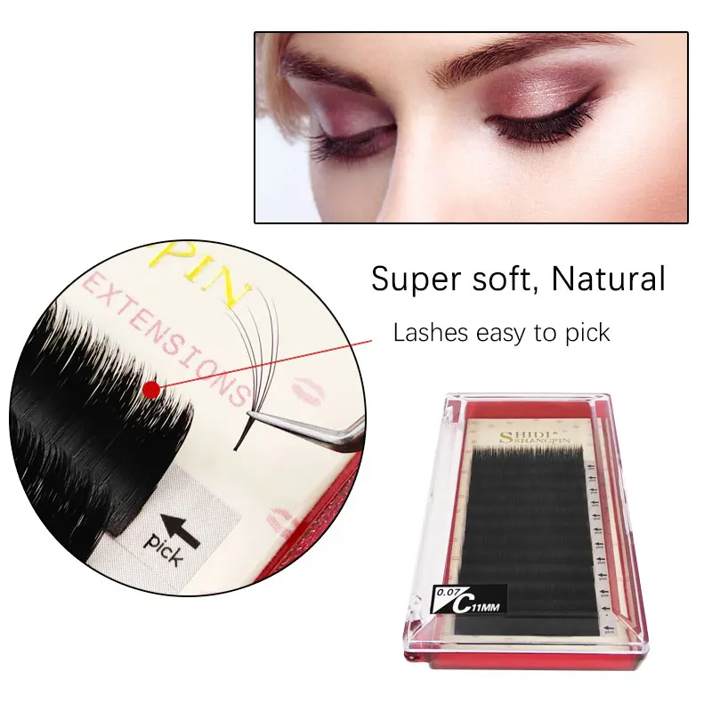 

New Individual Lashes 0.07mm thickness 3d mink eyelashes extension 8-13mm natural lashes B C D curl eyelash extension for makeup