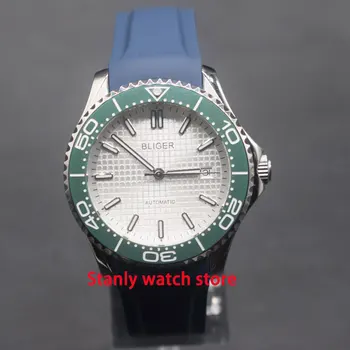 Sapphire crystal Bliger 41mm white dial luminous marks green ceramic bezel miyota 8215 self-winding movement men's watch
Sapphire crystal Bliger 41mm white dial luminous marks green ceramic bezel miyota 8215 self-winding movement men's watch