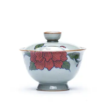 

180ml Chinese Gaiwan Teapot Ceramics Kung Fu Tea Set Porcelain Floral Tea Bowl Tea Cups for Travel Teaware Tureen Pu'er Kettle