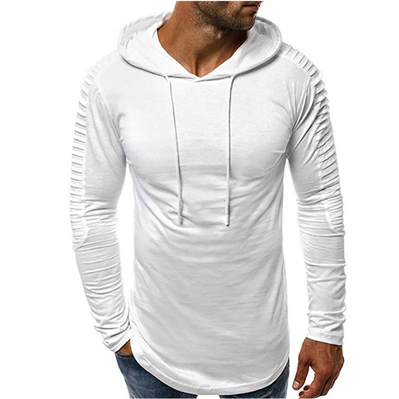 Europe And America MEN'S T-shirt New Style Slim Fit Solid Color Hooded Long-sleeved T-shirt Men's Stripes Pleated MEN'S Top
Europe And America MEN'S T-shirt New Style Slim Fit Solid Color Hooded Long-sleeved T-shirt Men's Stripes Pleated MEN'S Top