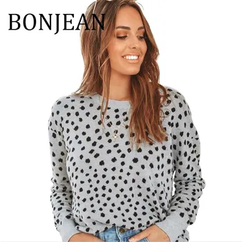 BONJEAN 2019 Autumn Tops and Pullovers Long Sleeve Leopard Sweater for Women Casual Knitted Sweaters and Pullovers BJ1550
BONJEAN 2019 Autumn Tops and Pullovers Long Sleeve Leopard Sweater for Women Casual Knitted Sweaters and Pullovers BJ1550