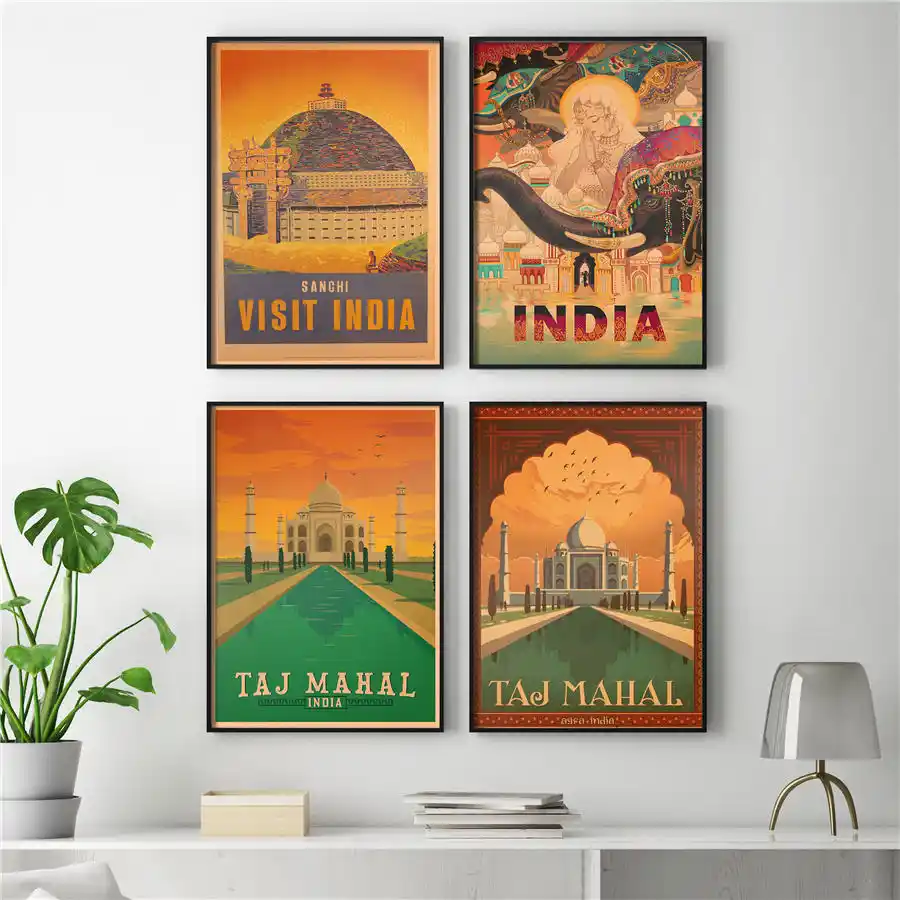 vintage kraft paper hand painted wall art sticker home decor 42x