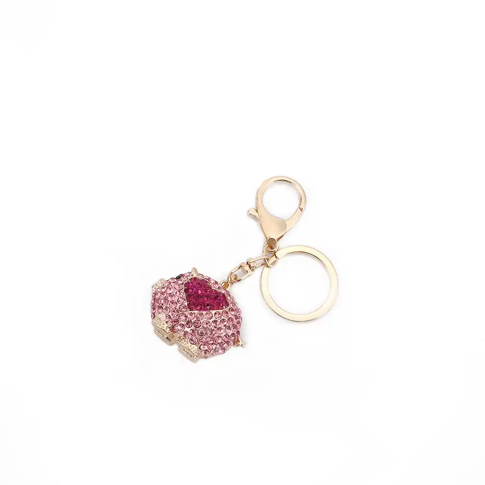 cute crystal heart pig pendant key chain charm rhinestone tassel